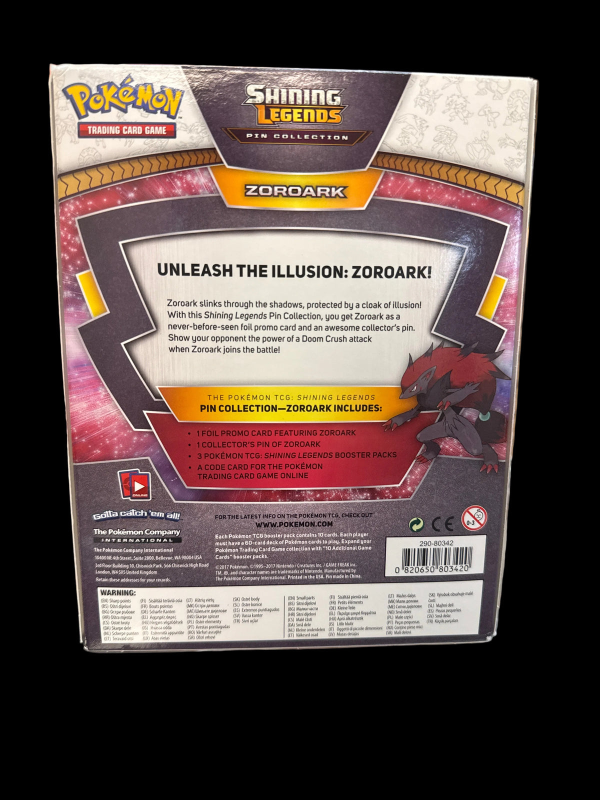 Pokémon Shining Legends Zoroark Pin Collection – Small Tear